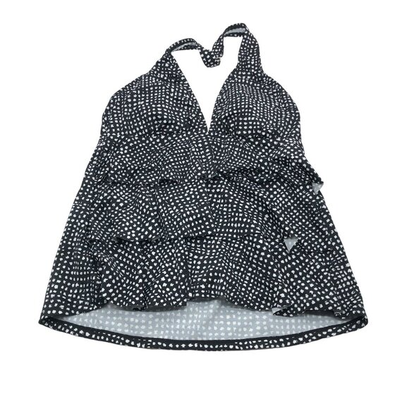 Swim Solutions Black/White Polka Dot Halter Tankini Top Bust Support Size 18 - Picture 4 of 7